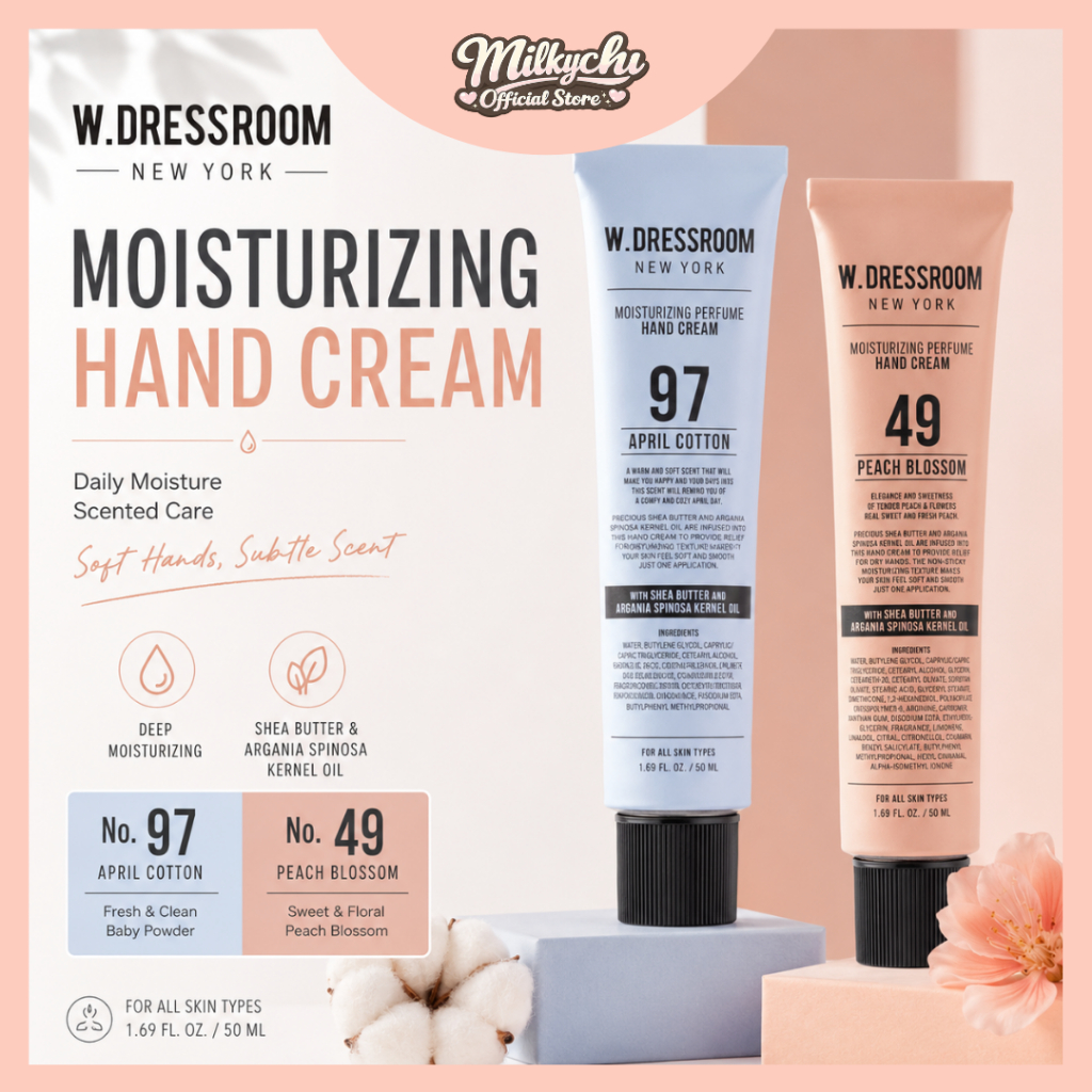 [W.Dressroom] Kem Dưỡng Tay Nước Hoa 50ml | No.49 Peach Blossom, No.97 April Cotton