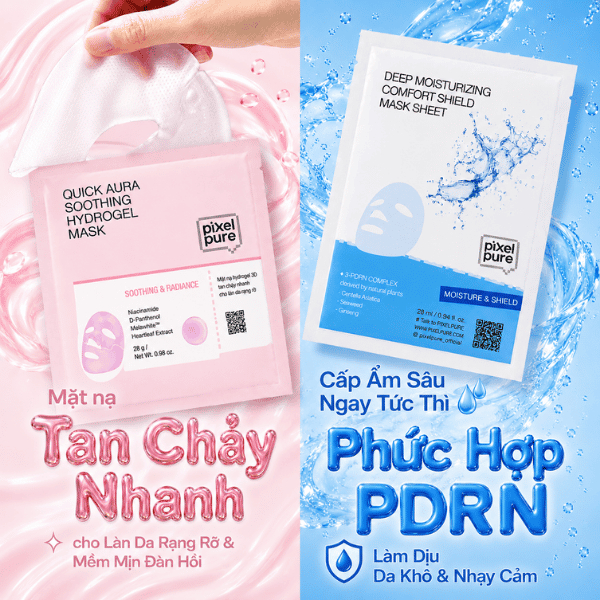 [pixelpure] Mặt nạ Hydrogel làm dịu da Quik Aura (5 chiếc) + Mặt nạ bảo vệ Comport dưỡng ẩm sâu (5 c
