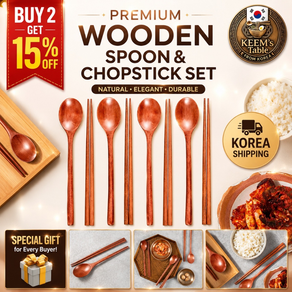Bộ dao kéo thìa & đũa bằng thép không gỉ Hàn Quốc Ramen Kimchee Gimbab kfood ksnacks mukbang ẩm thực