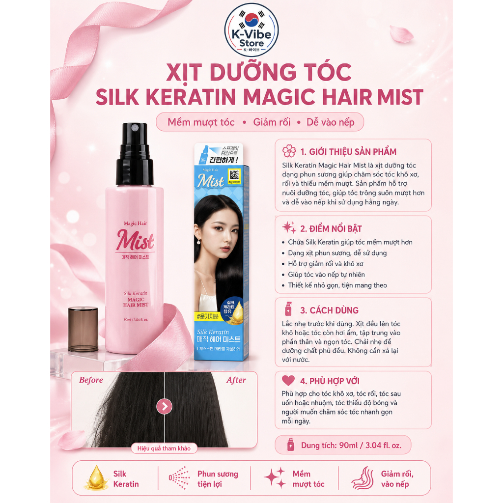 [K-Vibe Store] Xịt khoáng dưỡng tóc Primo Factory Easy Enjoy Magic Hair Mist 90 ml