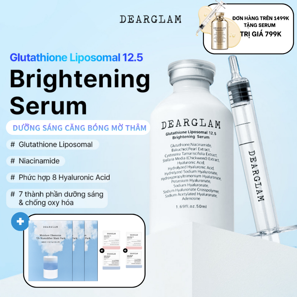 Serum dưỡng trắng căng bóng mờ thâm nám Dearglam Glutathione Liposomal 125.000ppm Serum  Dearglam 12