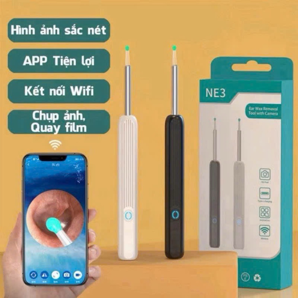 Dụng Cụ Lấy Ráy Tai NE3 Pro Có Gắn Camera Nội Soi Đa Năng Hình Ảnh Sắc Nét