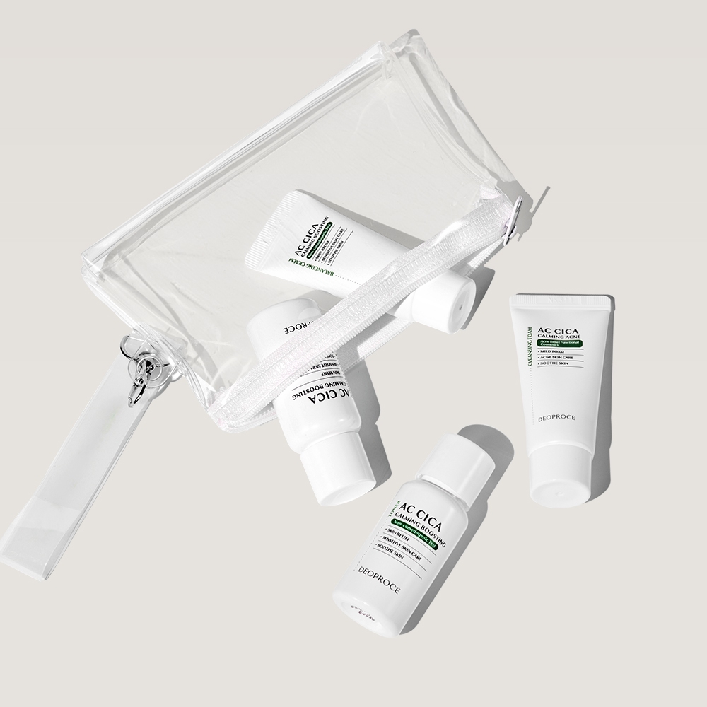 DEOPROCE AC Cica Calming Boosting Trial Kit 4 chiếc Toner Lotion Cream Cleansing Foam Travel Skincar