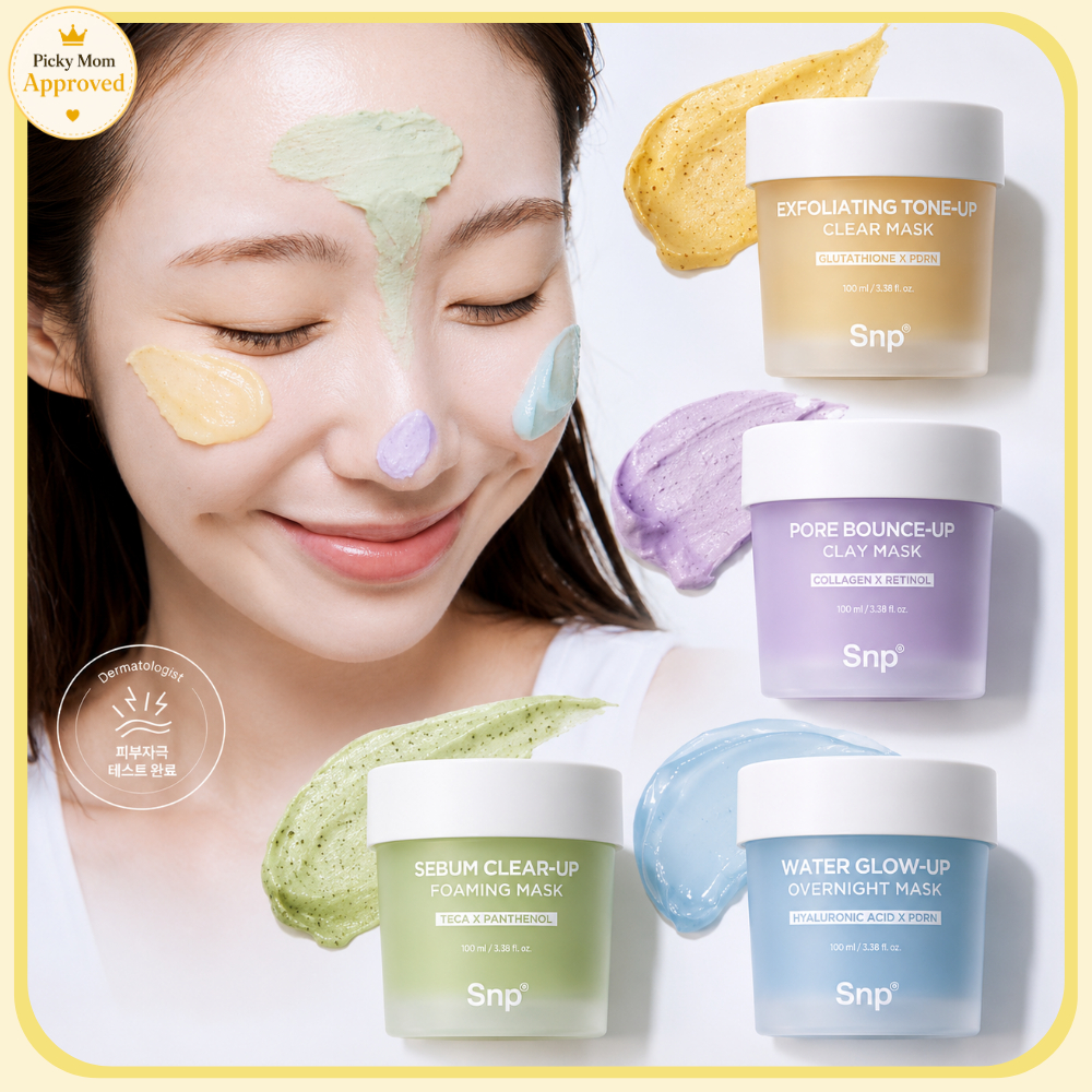 Dòng khẩu trang SNP Hyper Active Lab (4 lựa chọn) | Mặt nạ ngủ / bọt / đất sét / bóc vỏ | Chăm sóc d