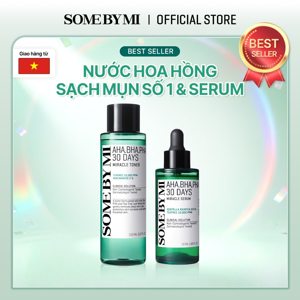 [SOMEBYMI] Bộ Đôi Nước Hoa Hồng & Tinh Chất Dưỡng Da Dầu Mụn Some By Mi AHA-BHA-PHA 30 Days Miracle Toner  & Serum