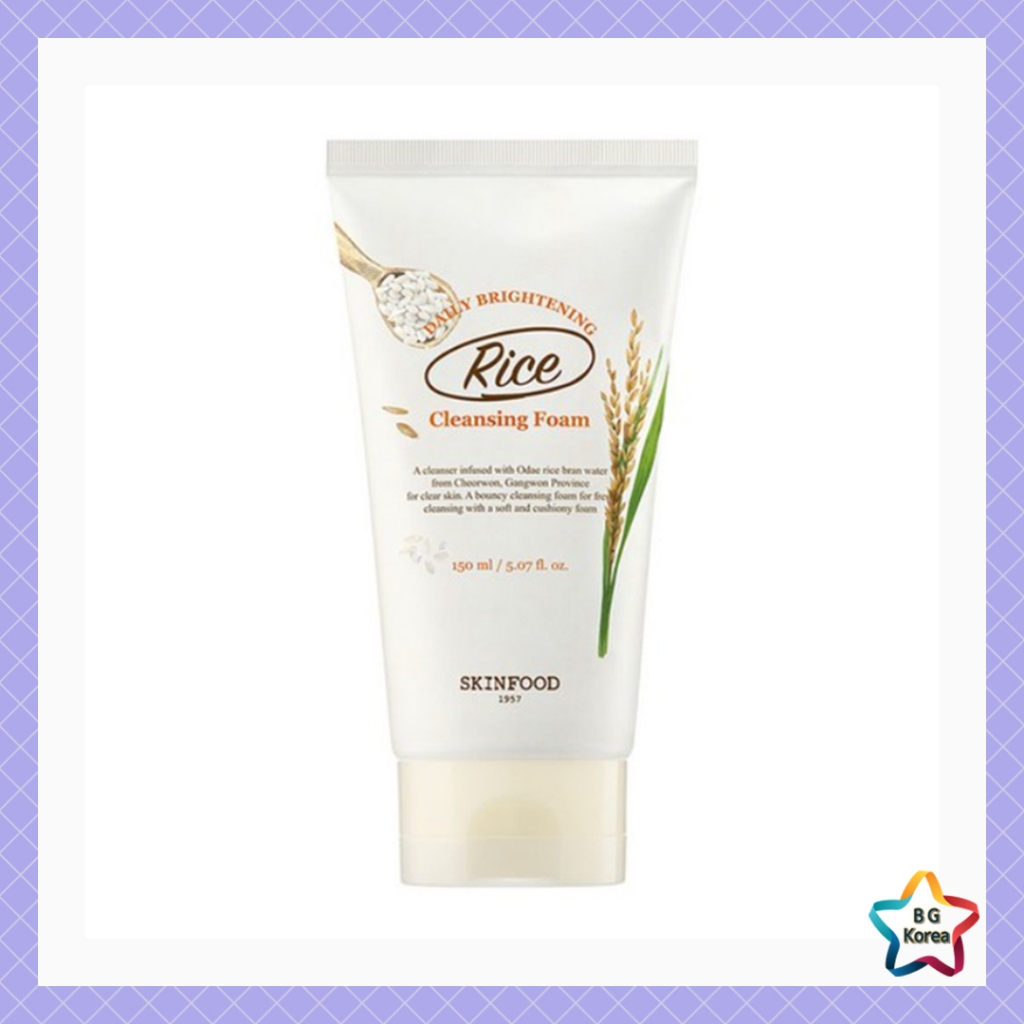 SKINFOOD Rice Daily Bright Cleaning Foam 150ml Deep Clean Mild Radiance Facial Clean