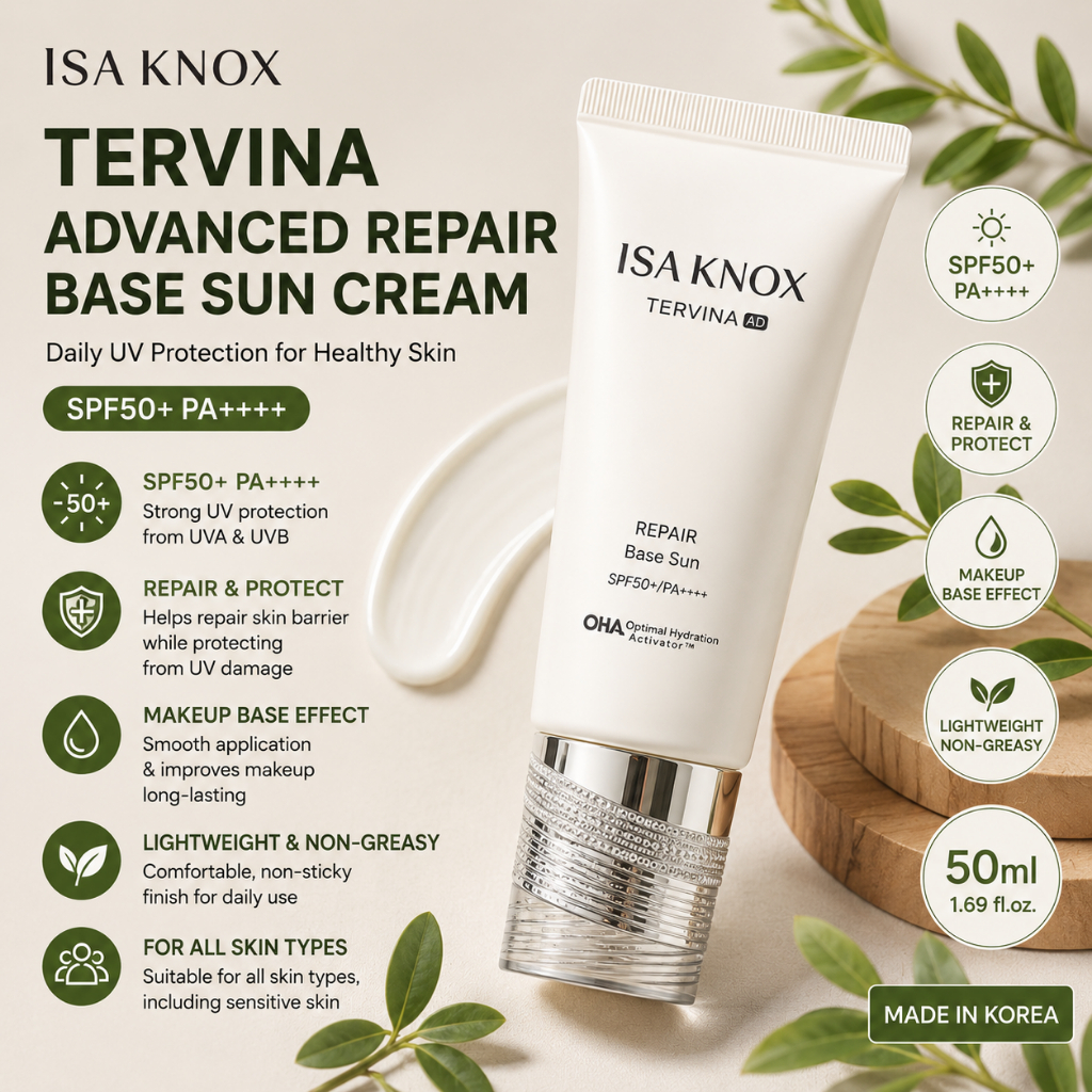 [ISA KNOX] Kem chống nắng Tervina Advanced Repair Base, 50ml, 1 cái | Kem chống nắng SPF50 + | Sản x
