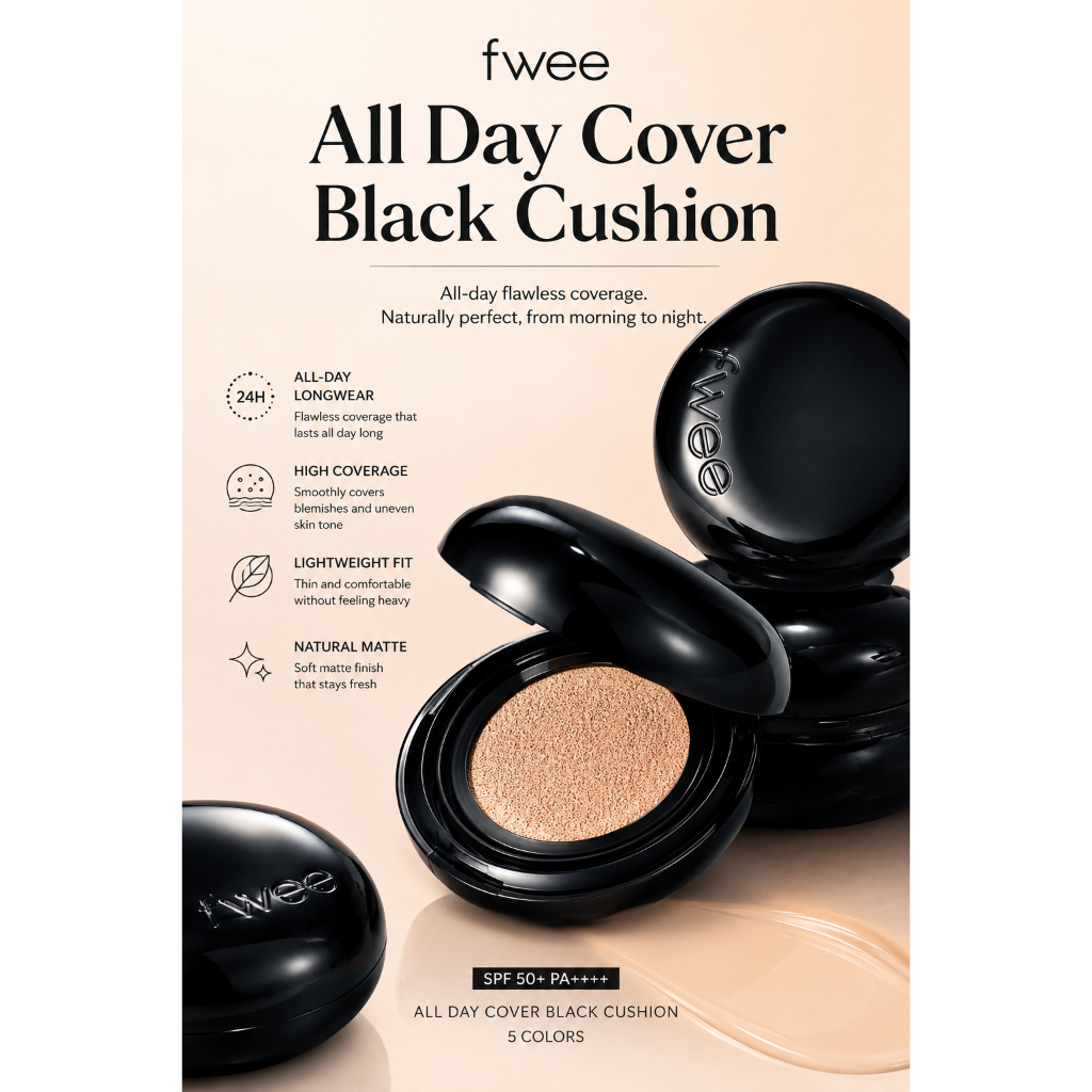 Fwee All Day Cover Black Cushion 13g + Refill