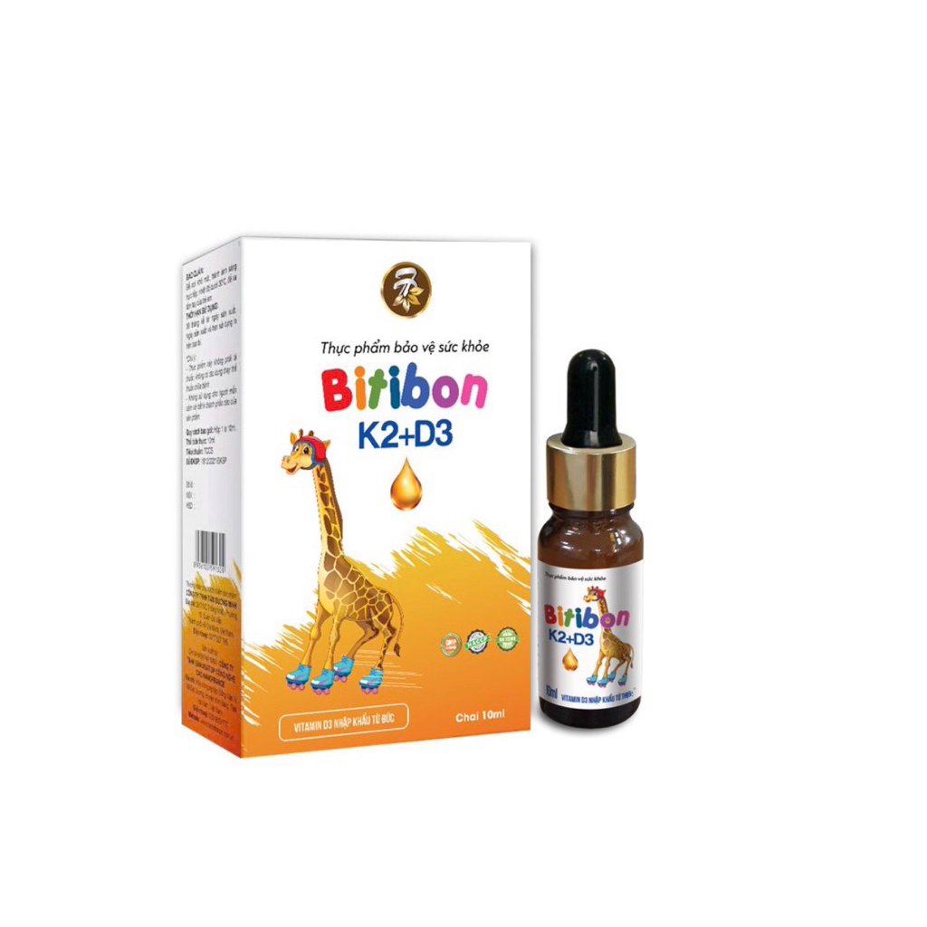 vitamin d3 k2 nhỏ giọt bitibon giúp tăng cường hấp thu canxi, hỗ trợ xương răng chắc khoẻ