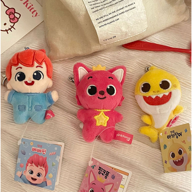 Pinkfong cá mập bé bebefinn sang trọng móc khóa túi quyến rũ quà tặng trẻ em