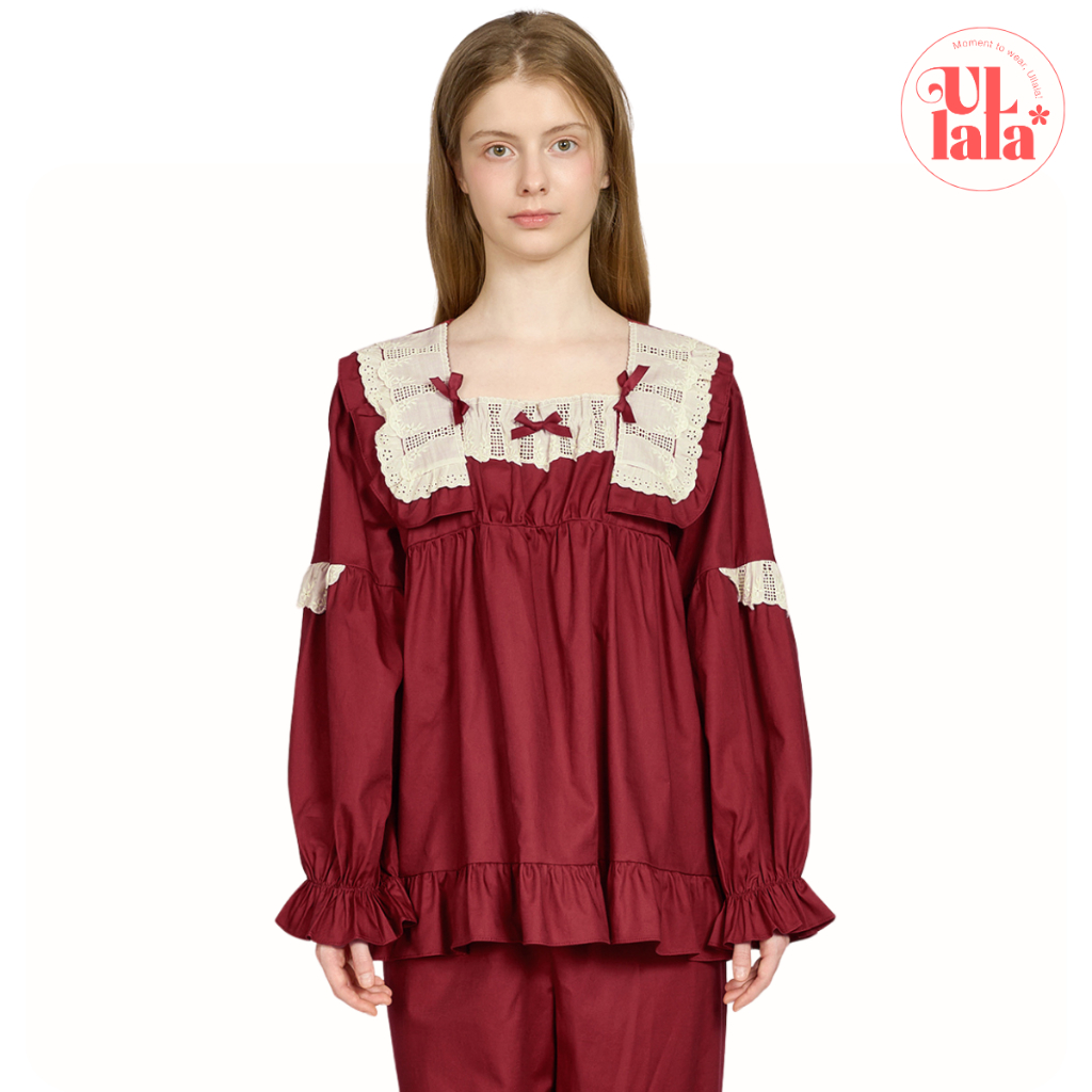   MALL CHÍNH HÃNG   25263WTLLN  ULLALA PAJAMAS Sornet Set ngủ mặc nhà tiểu thư thu đông Freesize 