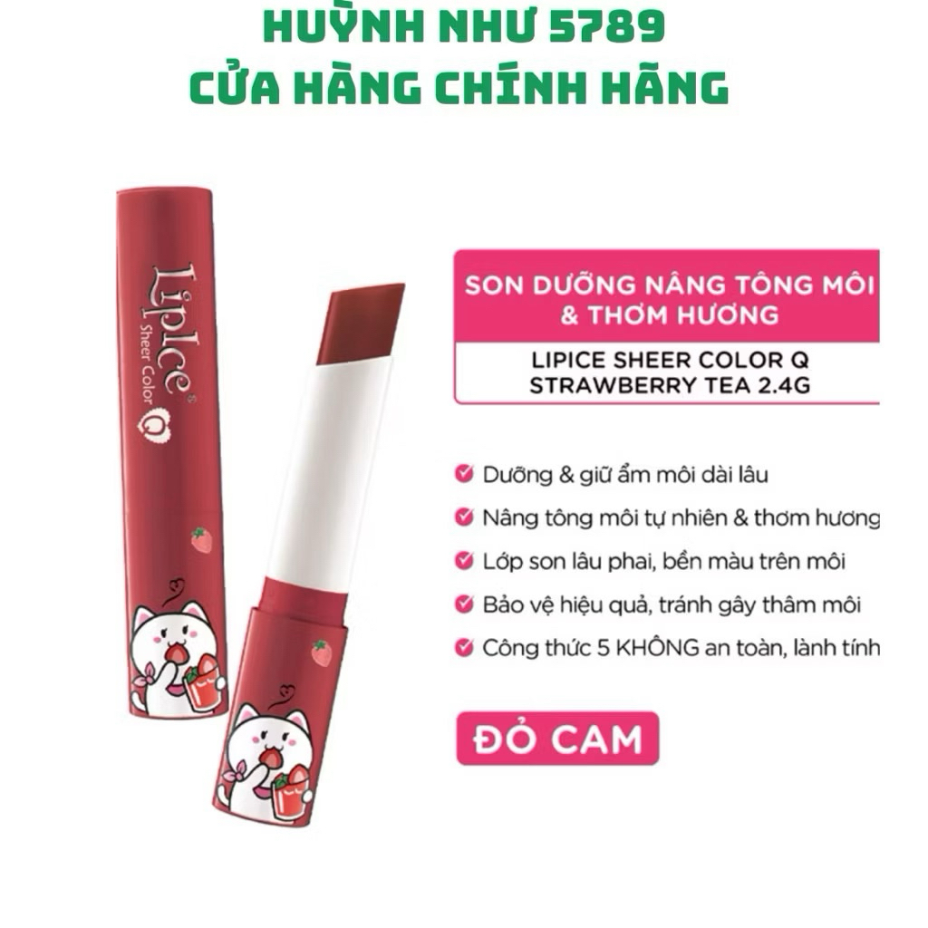[CHÍNH HÃNG]Son dưỡng LipIce hương trà dâu màu đỏ cam 2,4g