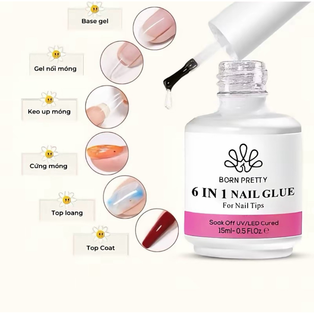 Gel 6in1 Nail Glu gel đa năng BORN PRETTY chính  hãng làm nail