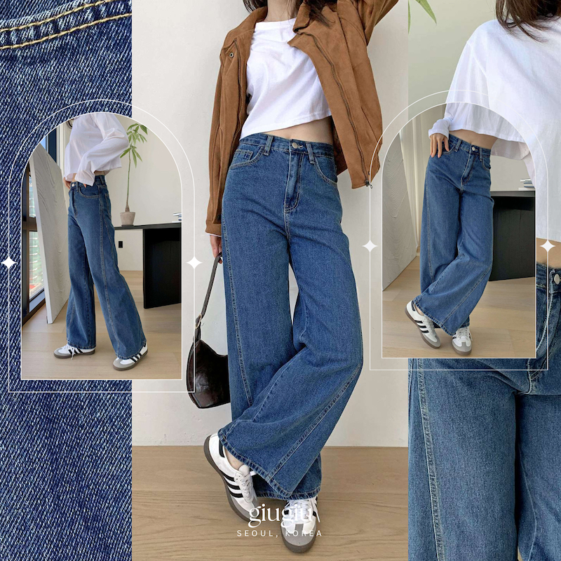 Sản xuất tại Hàn Quốc, quần denim rộng hình tam giác GIUGIU La La Land 1015 Dade