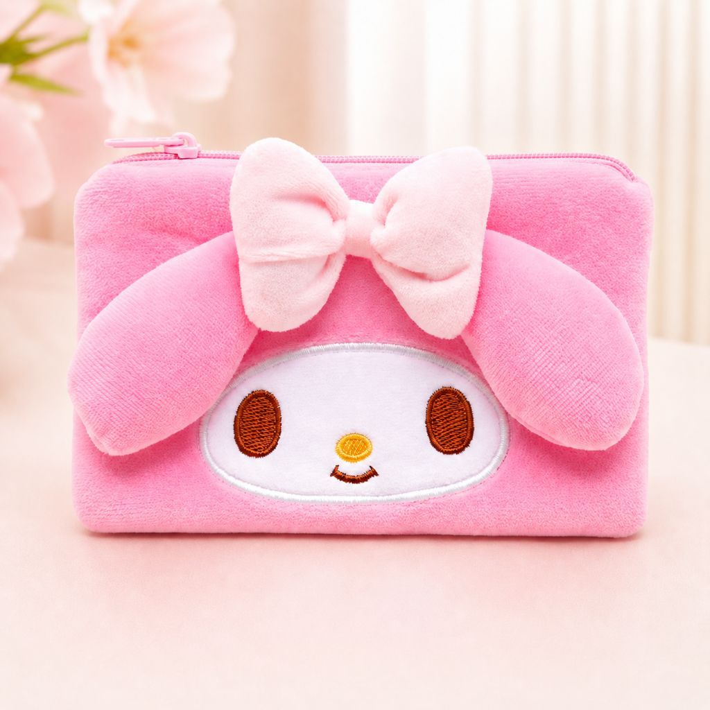 Túi sang trọng Sanrio My Melody Flat | Nhân vật dễ thương Dây kéo Đồ dùng nhỏ