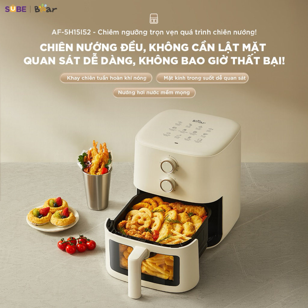 (BEAR) Nồi chiên không dầu Bear 5L AF-5H15I52