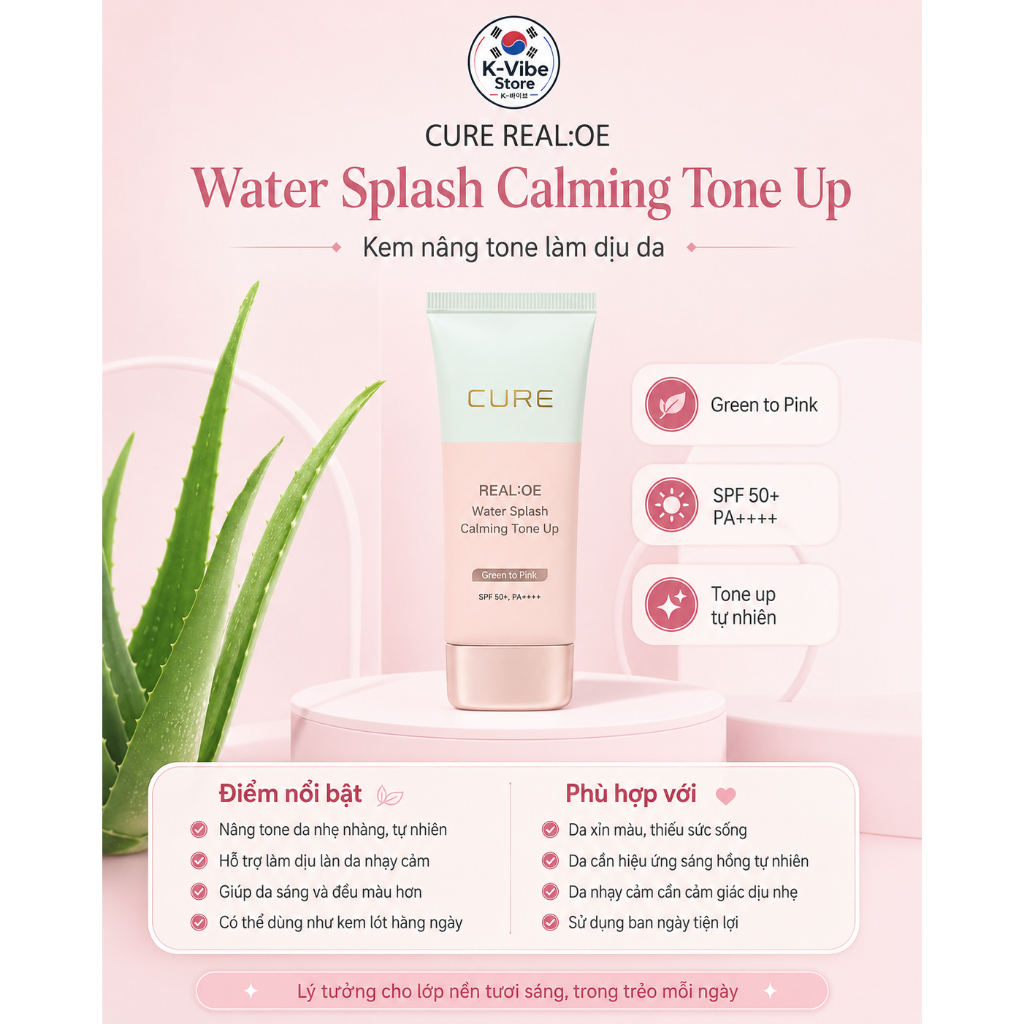 [K-Vibe Store] Kim Jung Moon Aloe La Sense Loe Cure Re-Aloe Water Splash Kem chống nắng làm dịu tông
