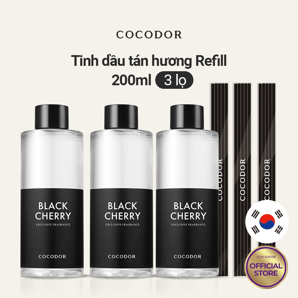 COCODOR 3 lọ Tinh dầu tán hương Refill 200ml / 6.7oz / Nhiều Hương / Que hương thơm số 1 Hàn Quốc / mùi hương sang trọng