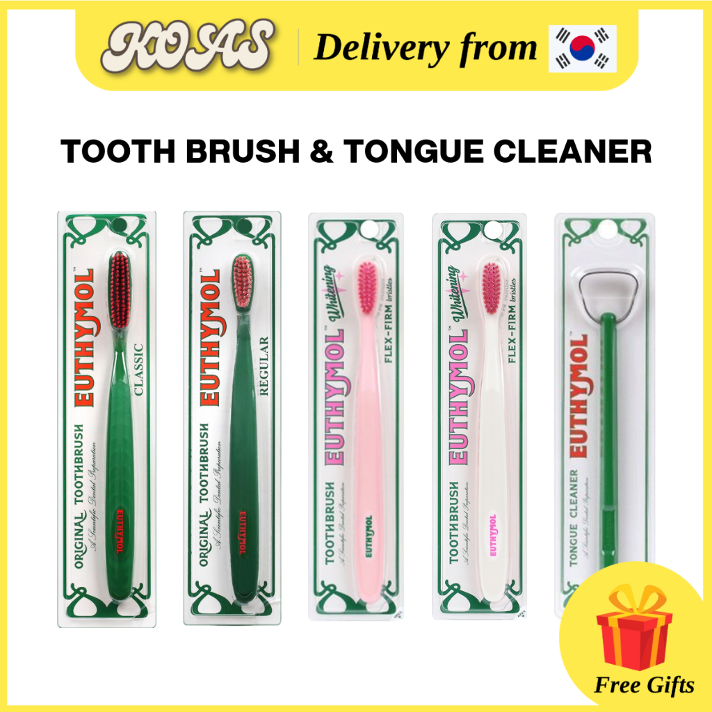 Bàn chải đánh răng Euthymol 3 loại & Chất tẩy rửa lưỡi / Cổ điển, thông thường, làm trắng da