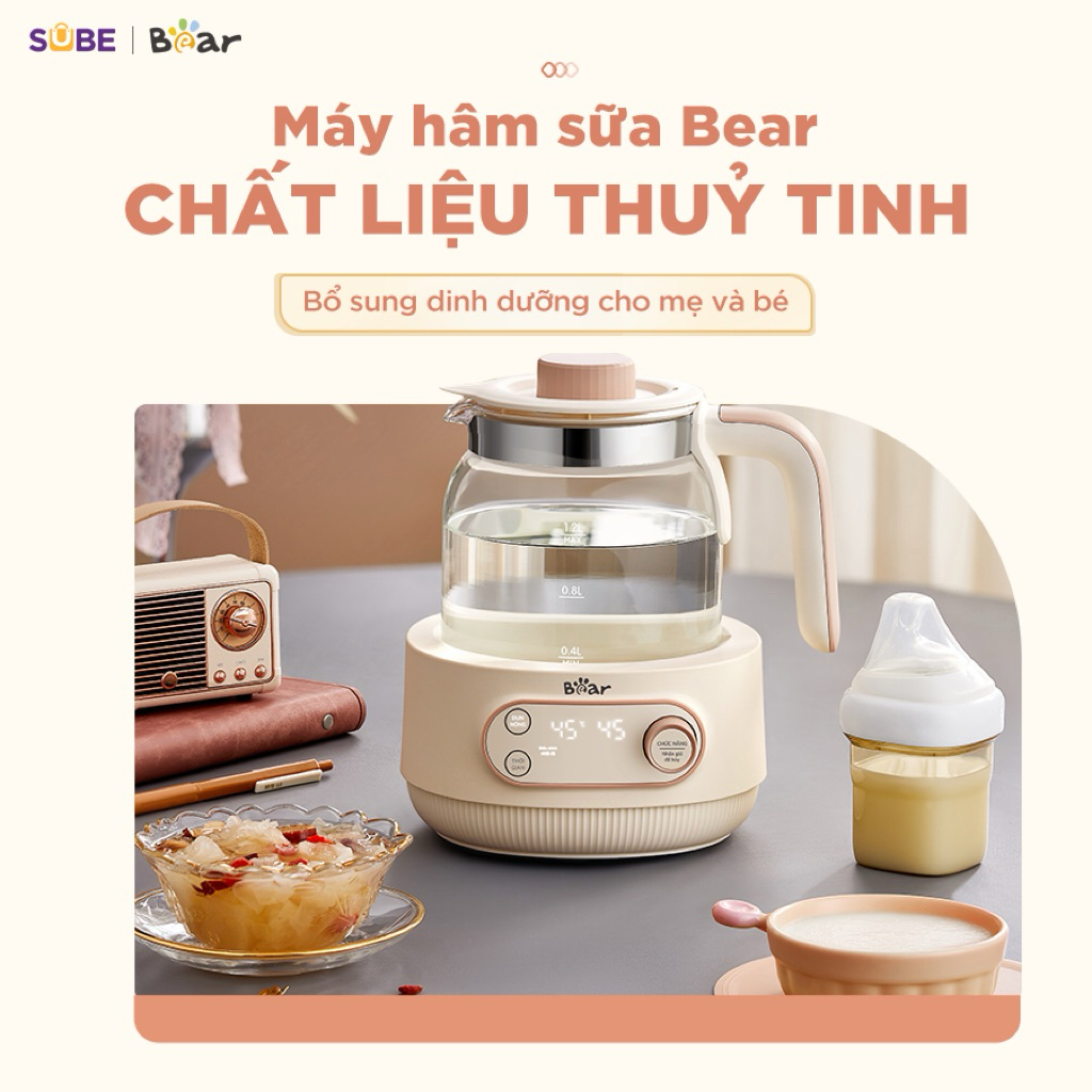 (BEAR) Máy đun nước hâm sữa Bear WW-4H12M - Màu kem - Tiếng Việt