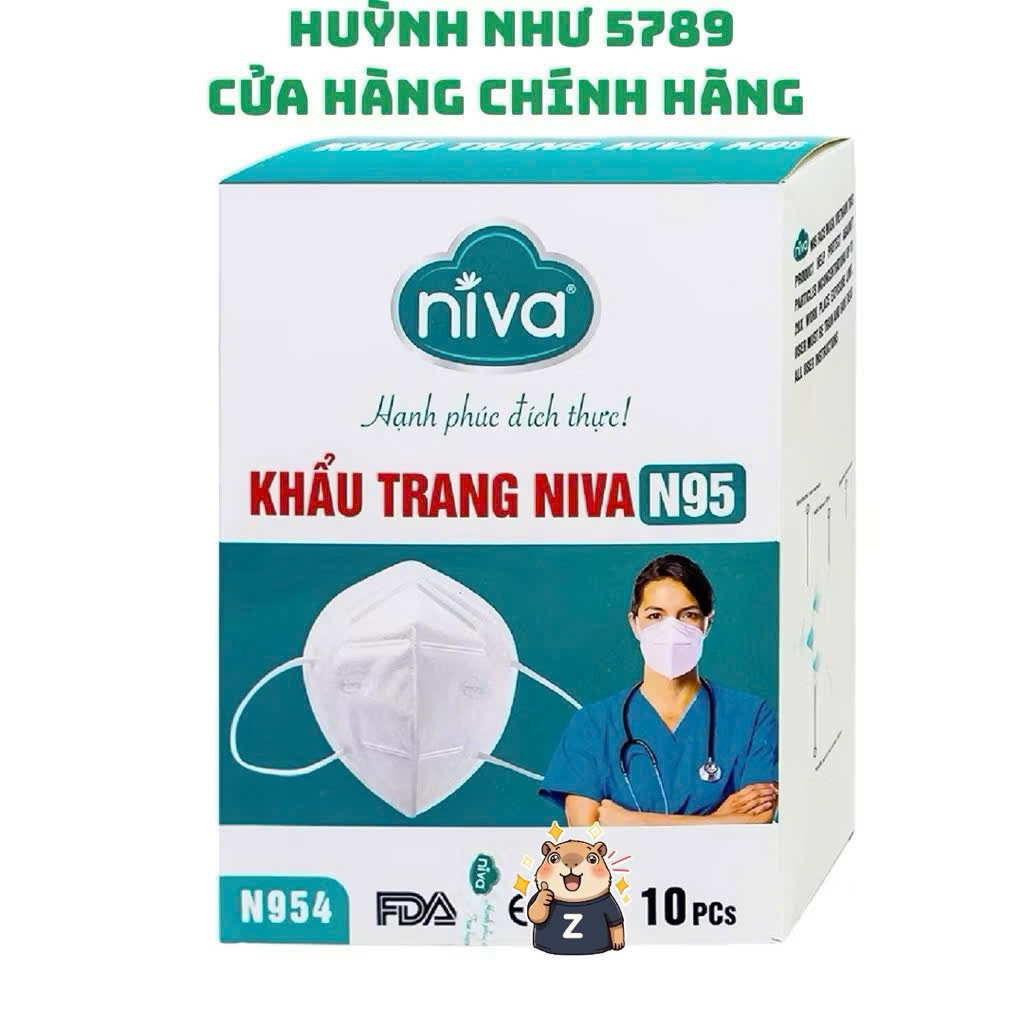 [CHÍNH HÃNG]<Hộp 10 cái>Khẩu trang 2 lớp Niva N95 hỗ trợ ngăn bụi và vi khuẩn
