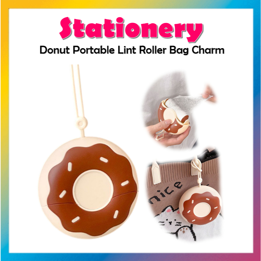 [Cửa hàng văn phòng phẩm Hàn Quốc] Túi lăn vải lanh di động Donut Charm (Nạp lại / Con lăn)