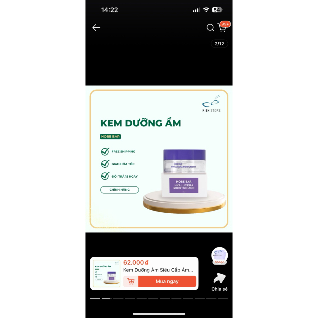 Kem Dưỡng Ẩm HOBEBAR Siêu Cấp Ẩm Dưỡng Sáng Hiệu Quả Làm Dịu Da và Phục Hồi Nâng Tone Dành Cho Mọi L