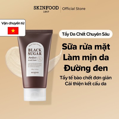 [SKINFOOD Official] Sữa rữa mặt đường đen tạo bọt làm sạch nhẹ nhàng Black Sugar Perfect Scrub Foam 180ml