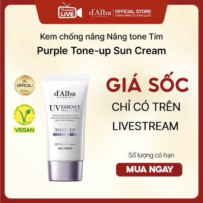 [Live] Kem chống nắng nâng tone Tím d'Alba Purple Tone up suncream 50ml