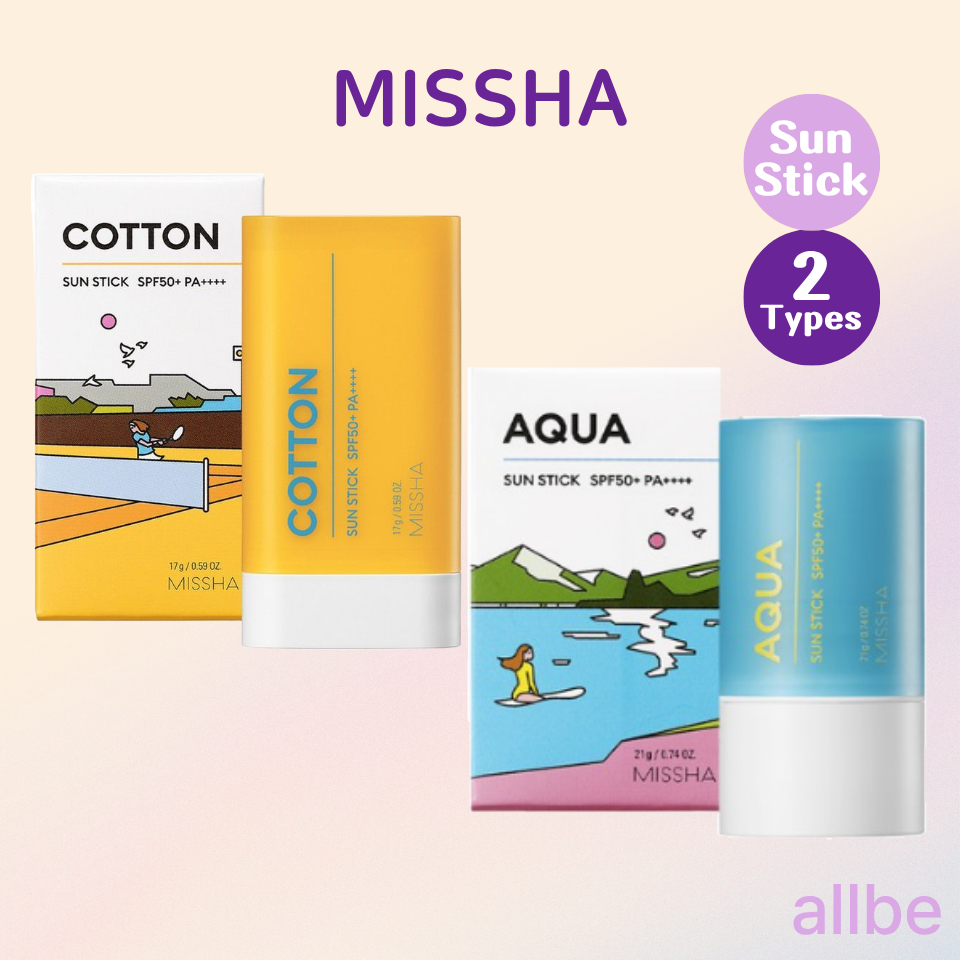 [MISSHA] All Around Safe Block Cotton Sun Stick 17g / All Around Safe Block Aqua Sun Stick 21g