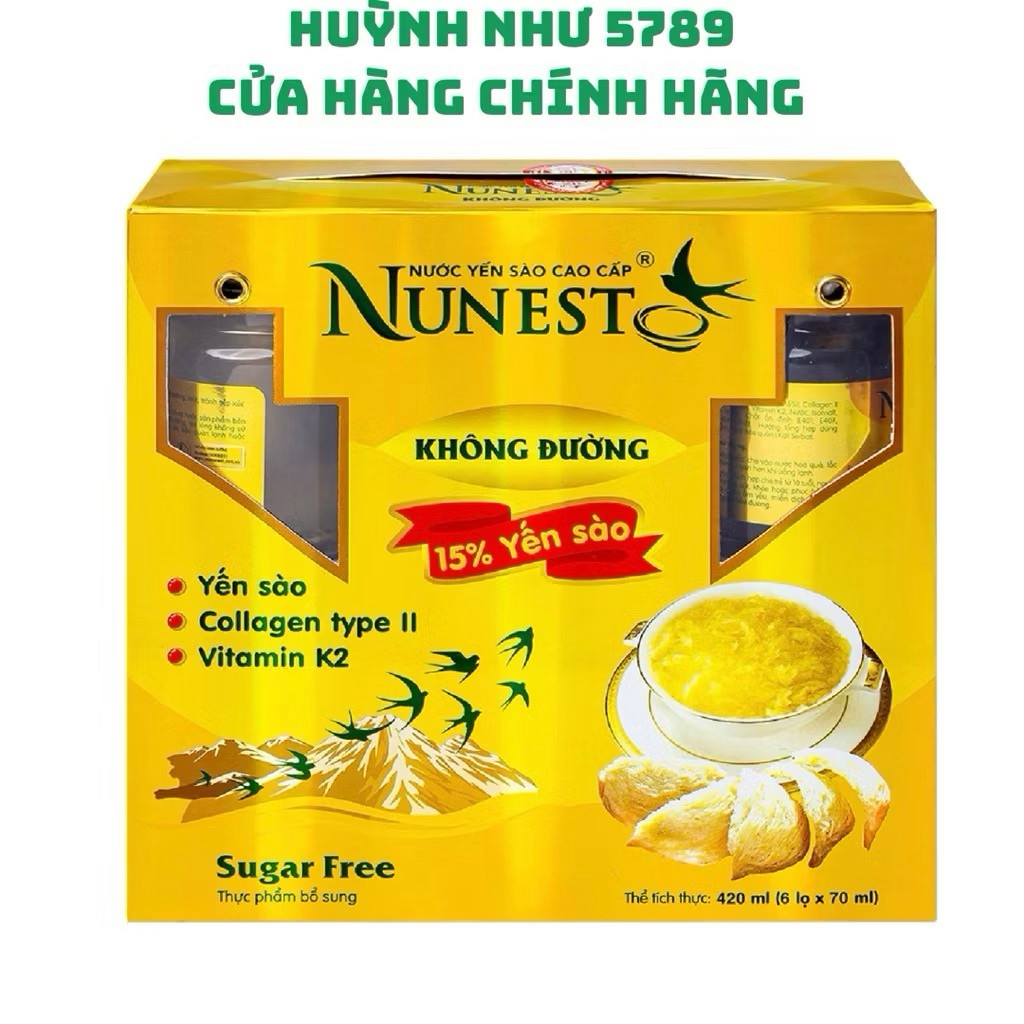 [CHÍNH HÃNG]<hộp 6 hũ x 70ml>Nước Yến Cao Cấp Nunest Không Đường…