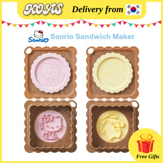 [Sanrio] Máy làm bánh Sandwich, Hello Kitty & Pompompurin,, Khuôn cắt bánh mì, Máy ép bánh mì nướng nhỏ gọn