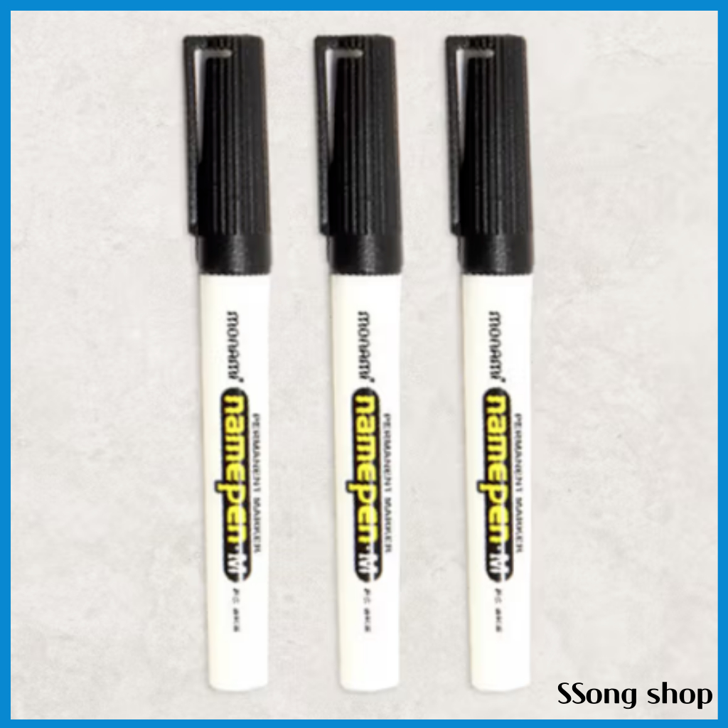 Monami Name Pen M – Bộ 3P Bút đánh dấu vĩnh viễn màu đen, Sản xuất tại Hàn Quốc