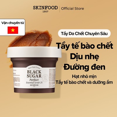 [SKINFOOD Official] Tẩy tế bào chết đường đen loại bỏ mụn đầu đen & dưỡng ẩm Black Sugar Perfect Essential Scrub 2X 100g & 210g