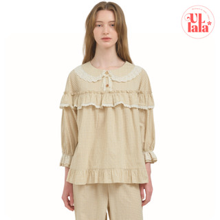   MALL CHÍNH HÃNG   25228WTFLN  ULLALA PAJAMAS Bael Bộ ngủ mặc nhà nữ tay lửng Thu - đông Freesize 
