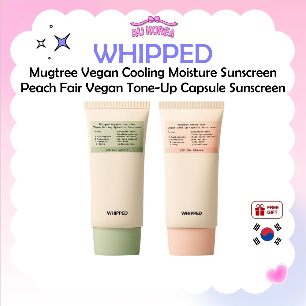 WHPPED Mugtree Vegan Cooling Moisture Sunscreen hoặc Peach Fair Vegan Tone-Up Capsule Kem chống nắng