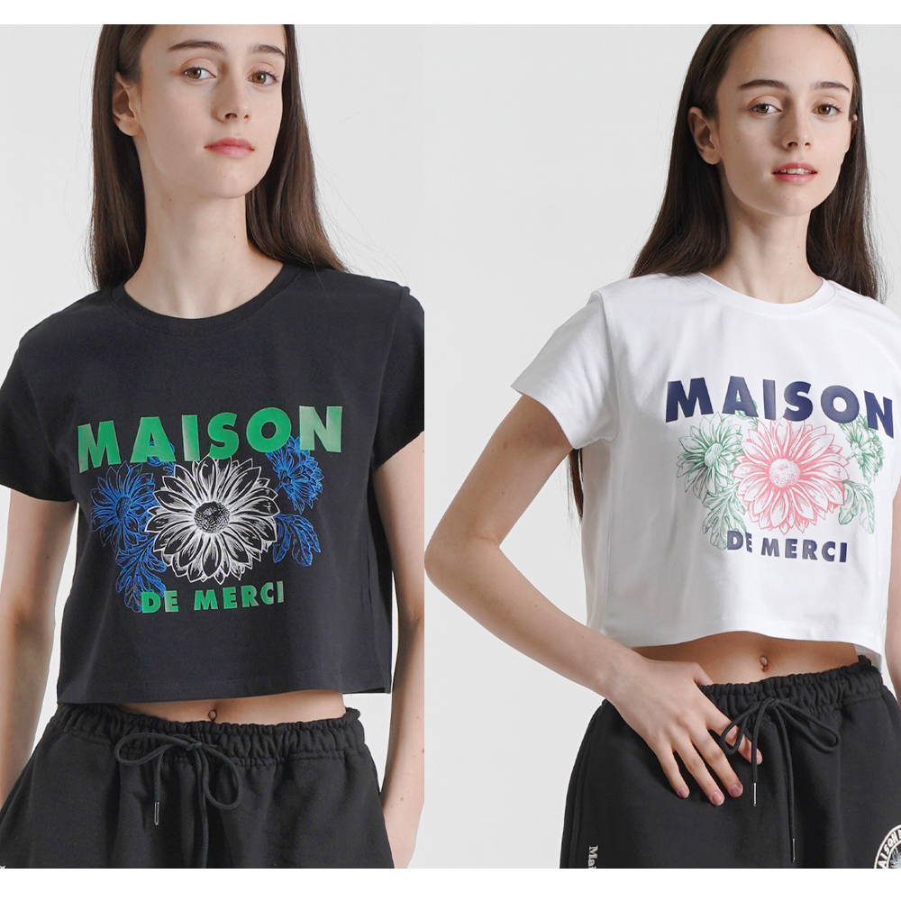 Áo thun crop co giãn LA MAISON STUDIO dành cho nữ Maison Fleur 2 màu 2584410 FCC2TS424