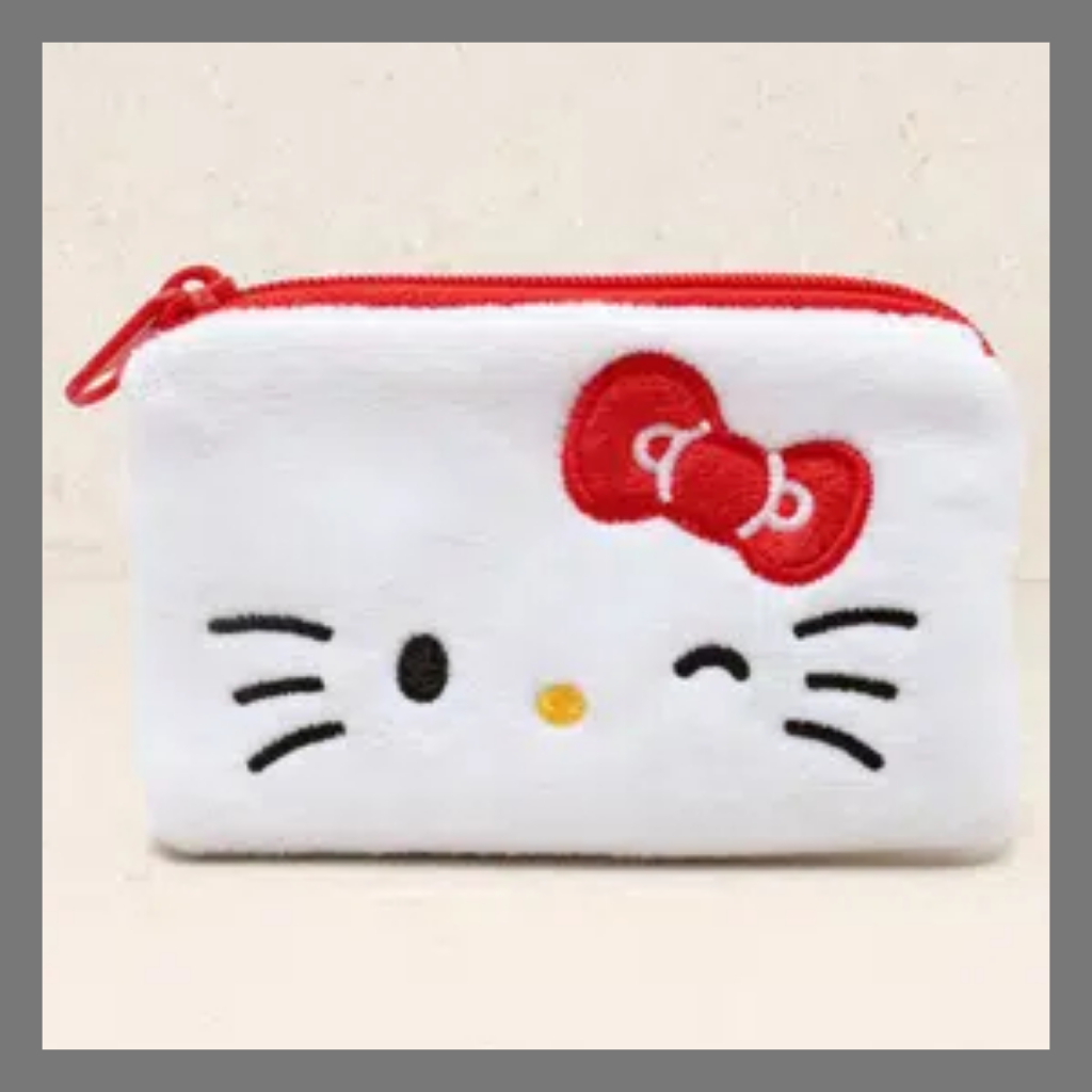 Ví đựng tiền xu thêu phẳng Daiso Hello Kitty