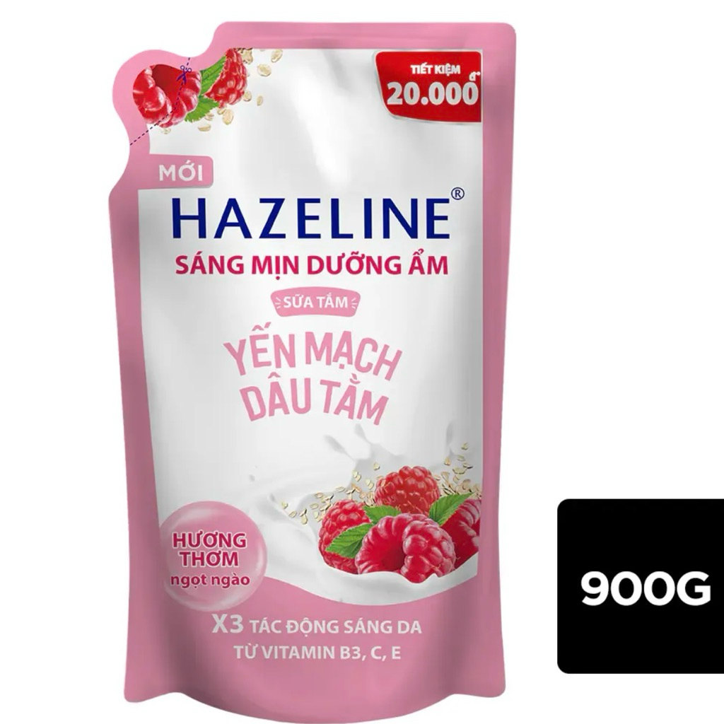 [CHÍNH HÃNG]<Túi 900g>Sữa tắm Hazeline yến mạch dâu tằm…