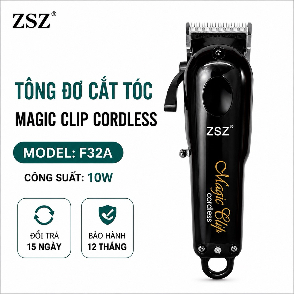 Tông Đơ ZSZ F32A 10W Không Dây Cắt Tóc Barber Chuyên Nghiệp Pin 2000mAh