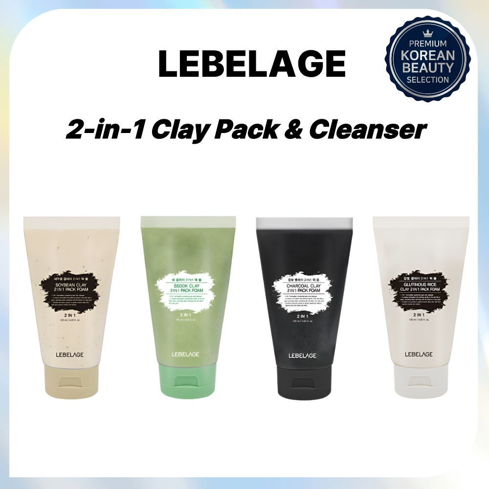 [LEBELAGE] Sữa rửa mặt tạo bọt 2 trong 1 Clay Pack 4 loại 120ml Sữa rửa mặt nạ đất sét Hàn Quốc