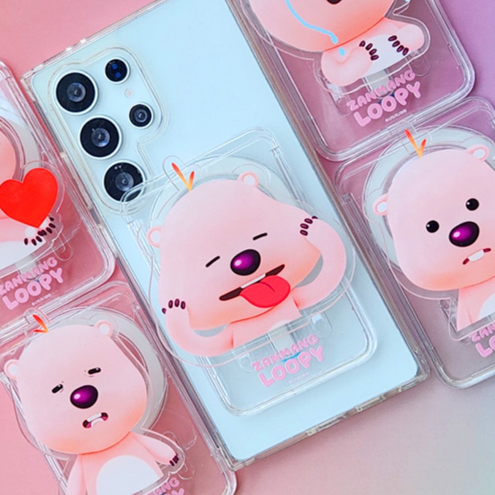 Zanmang Luffy GripTok SmartTok Slide Ví đựng thẻ MagSafe trong suốt 3 khe ID & Hộp đựng thẻ quá cảnh