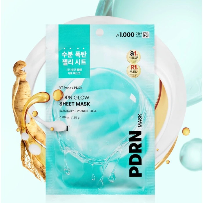 [KOREA DAISO] Mặt nạ tấm VT Glow PDRN | Mặt nạ thạch Panax PDRN | Chăm sóc phát sáng dưỡng ẩm | 1 tờ
