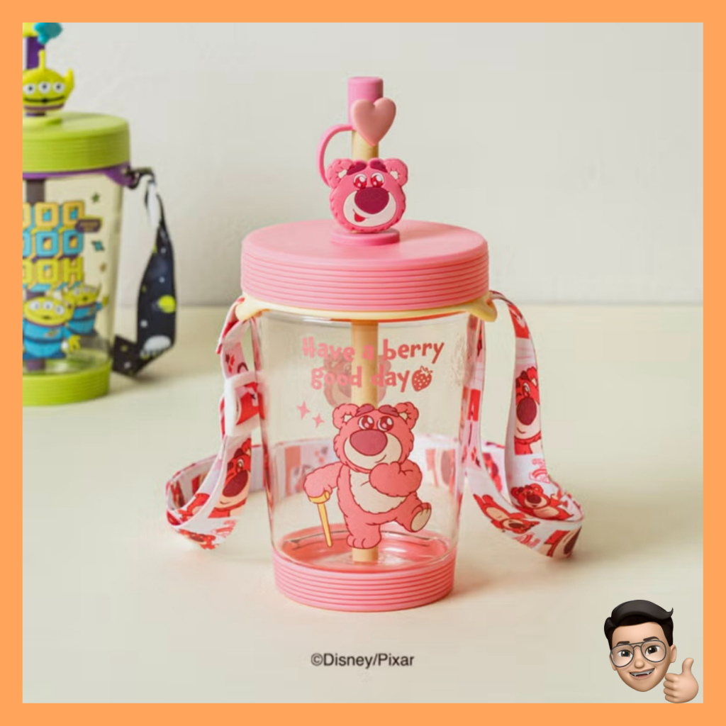 Disney Pixar Toy Story Lotso & Alien Strap Straw Cup 500ml (Chỉ uống nước lạnh)