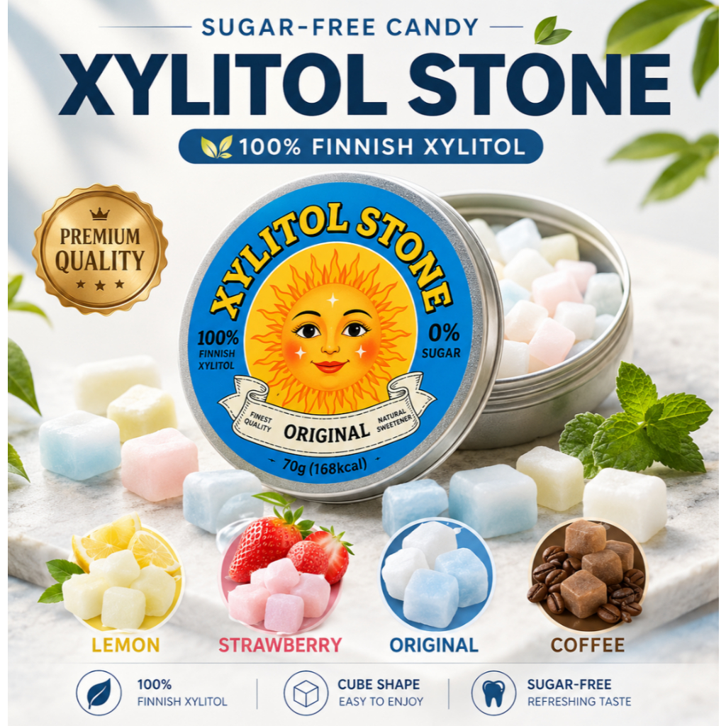 XYLITOL STONE Kẹo Xylitol không đường Phần Lan 70g