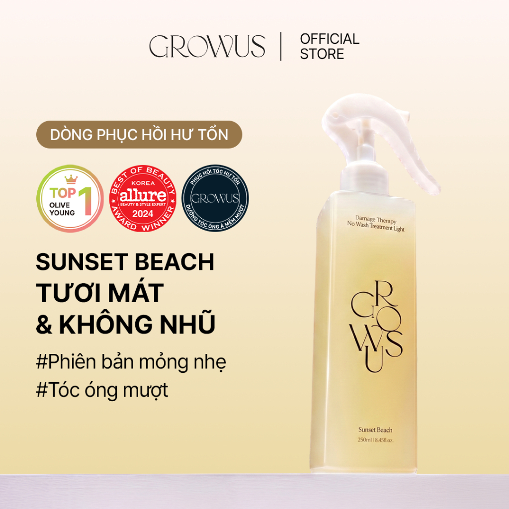 [GROWUS Official] Xịt dưỡng tóc phục hồi, cung cấp dưỡng chất EX (Sunset Beach), 250ml, Hydrate, Sửa