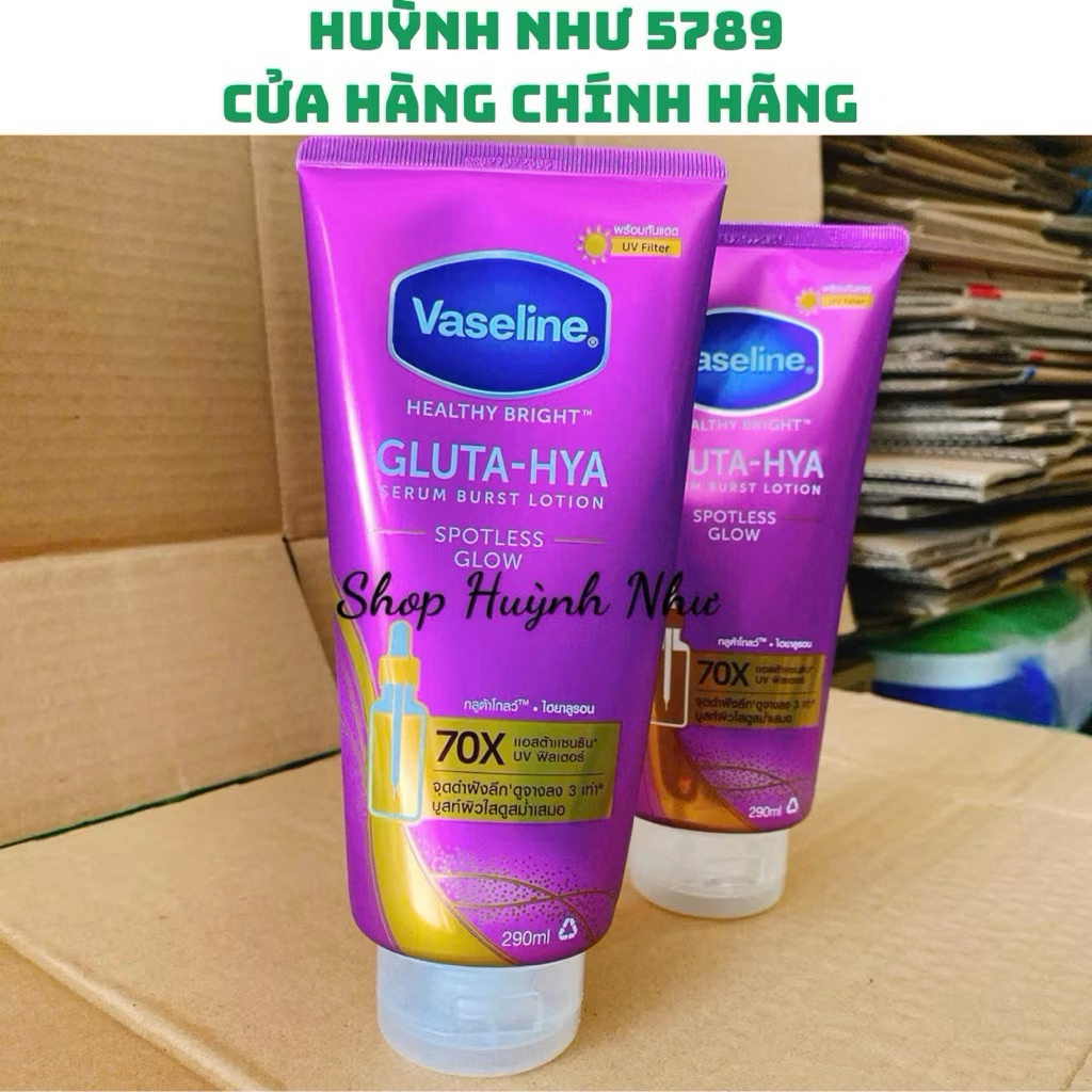 [CHÍNH HÃNG]Tuýp Sữa Dưỡng Thể Trắng Da Vaseline Gluta-Hya Spotless Glow Serum Burst Lotion UV Filte