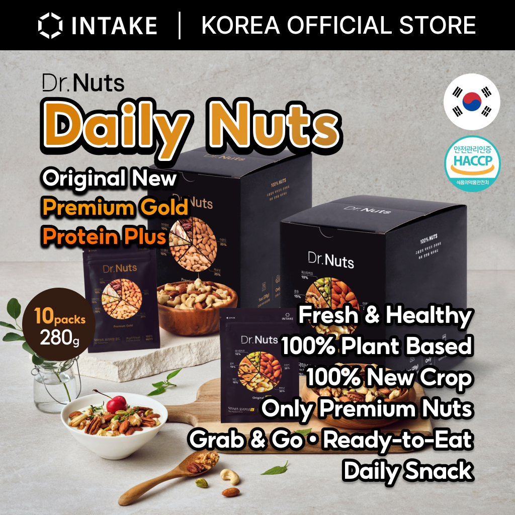 [INTAKE] Dr.Nuts Daily Nuts 28g × 10 | Chính hãng / Cao cấp | 100% dựa trên thực vật | Bữa ăn nhẹ K-