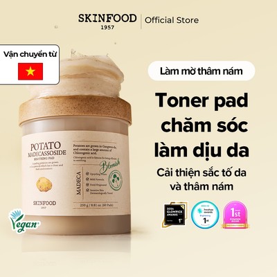 Hộp 60 Miếng Bông SKINFOOD Khoai Tây Làm Dịu Da, Dưỡng Sáng Potato Madecassoside 250g
