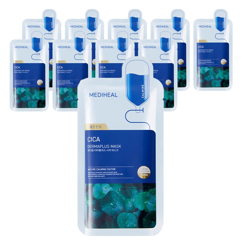 MEDIHEAL Cica Dermaplus Mask 10 chiếc Cica Soothing Hydrating Facial Sheet Mask Chăm sóc da Hàn Quốc